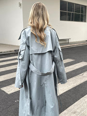 Lizakosht 2023 Spring Autumn New Designer Korea Women's windbreaker Maxi Long Trench Coat Cotton Outerwear