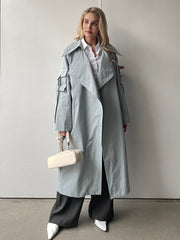 Lizakosht 2023 Spring Autumn New Designer Korea Women's windbreaker Maxi Long Trench Coat Cotton Outerwear