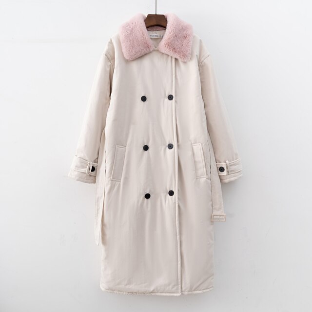 Lizakosht 2023 Women Winter Stylish Thick Warm Fur collar Long Parka Runway Designer long Coat Female Overcoat