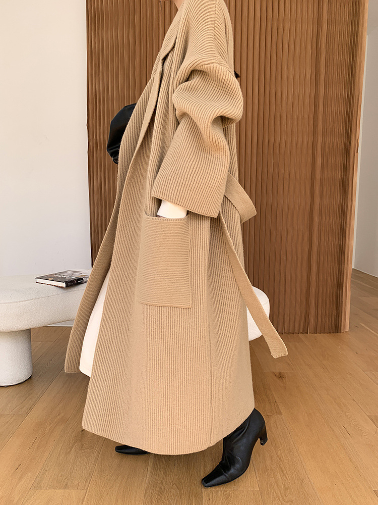 Lizakosht Women Woolen Coat Winter Elegant Temperament Coat Casual Loose Warm Mid Length Woolen Coat Jackets Female Ladies Streetwear