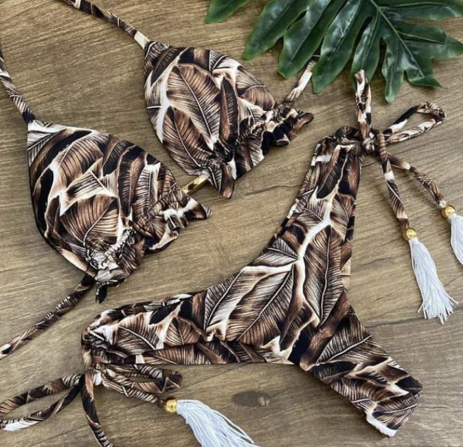 Sexy Floral Print Bikinis Striped Patchwork Swimsuit Women Bandage Bikini Set Swimwear Brazilian Beachwear New Bathing Suit