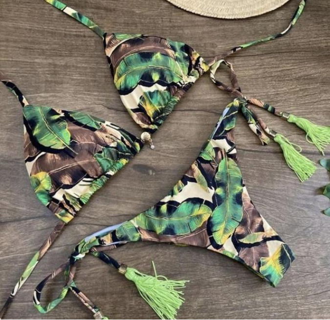 Sexy Floral Print Bikinis Striped Patchwork Swimsuit Women Bandage Bikini Set Swimwear Brazilian Beachwear New Bathing Suit