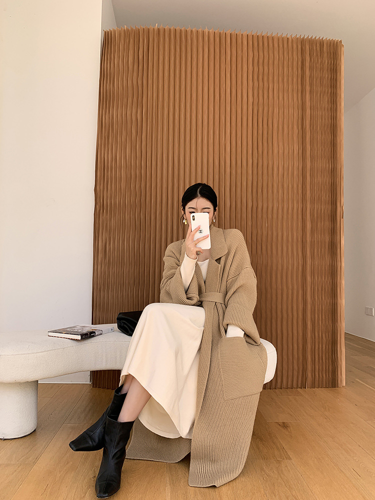 Lizakosht Women Woolen Coat Winter Elegant Temperament Coat Casual Loose Warm Mid Length Woolen Coat Jackets Female Ladies Streetwear