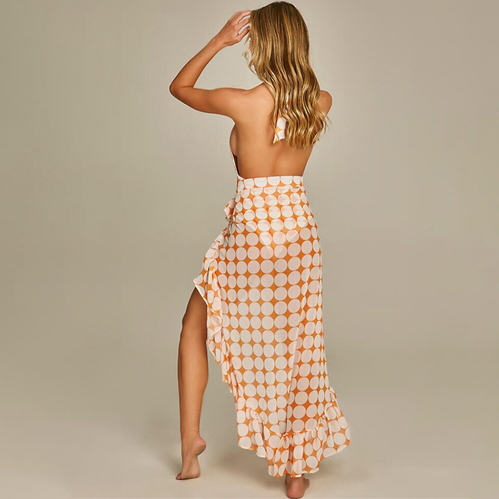 Lizakosht Deep V Print One Piece Swimsuit Backless Sexy Halter Bikini and Cover Up Summer Fashion Womens Beachwear Cutout for Women