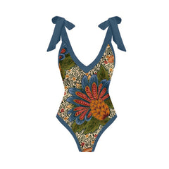 Lizakosht Printed Lace Up Chic One Piece Swimsuit Women's Bandage Swimsuit Thong Underwear Bra Summer Swiming Suit Luxury  Bourkini