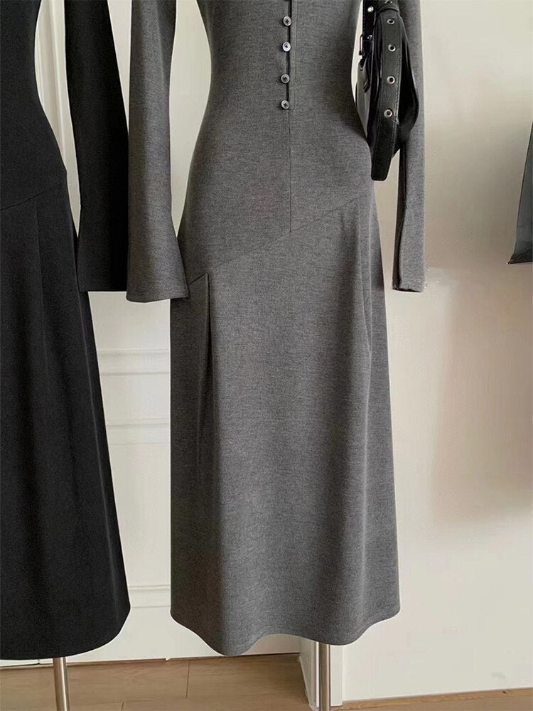 Lizakosht - American Retro Women Summer V-Neck Split Flare Sleeve Design Fairy Dress Ankle-Length Prom Gown Beach Fashion Streetwear