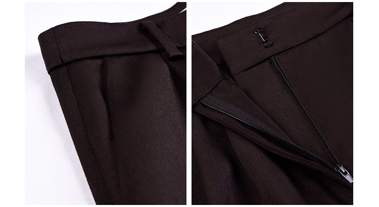 AEL Vintage Autumn Winter Women Pant Suit Dark Brown Loose Blazer Jacket & Wide Leg Pants 2021  Office Suits Female Sets