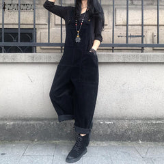 Women's Autumn Overalls Lizakosht 2022 Kaftan Corduroy Jumpsuits Casual Suspender Harem Pants Female Solid Rompers Femme Oversize