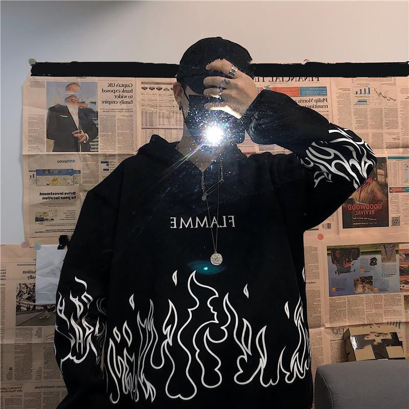 Plus Size Spring Autumn Clothes Sweatshirt Men Oversized Harajuku Hoodie Korean Style Streetwear Tops Print Long Sleeve Pullover