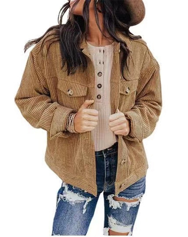 Lizakosht Jackets For Women  Denim Corduroy Camouflage Stitching Jacket Turn-dowm Lapel Vintage Cowgirl jackets coats chaqueta mujer