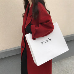 Fall New Korean Mid Length Cashmere Over The Knee Coat Women Red Woolen Coat High Quality Wool Coat Solid Color Woolen Coat