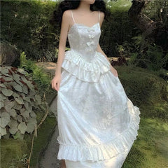 Bella new Women Summer New Lolita Retro Dress Palace Style Sweet Girl Camisole Dress Super Fairy Princess Bow Dress Bride Dress