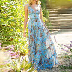Olive Sage Green Tulle Dress Ladies V Neck Sleeveless Flroal Backless 2021 Long Prom Robe Evening Vestido Wedding Party Gowns