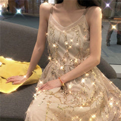 Bella Philosophy 2022 sexy party dress women shiny sequined a-line lady elegant long dresses female v neck backless vestidos