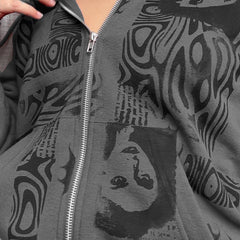 Y2K Aesthetic Female Sweatshirts Zip Up Long Sleeve Hoodie Coat Autumn Winter Vintage Harajuku Gothic Grunge Clothes Streetwear