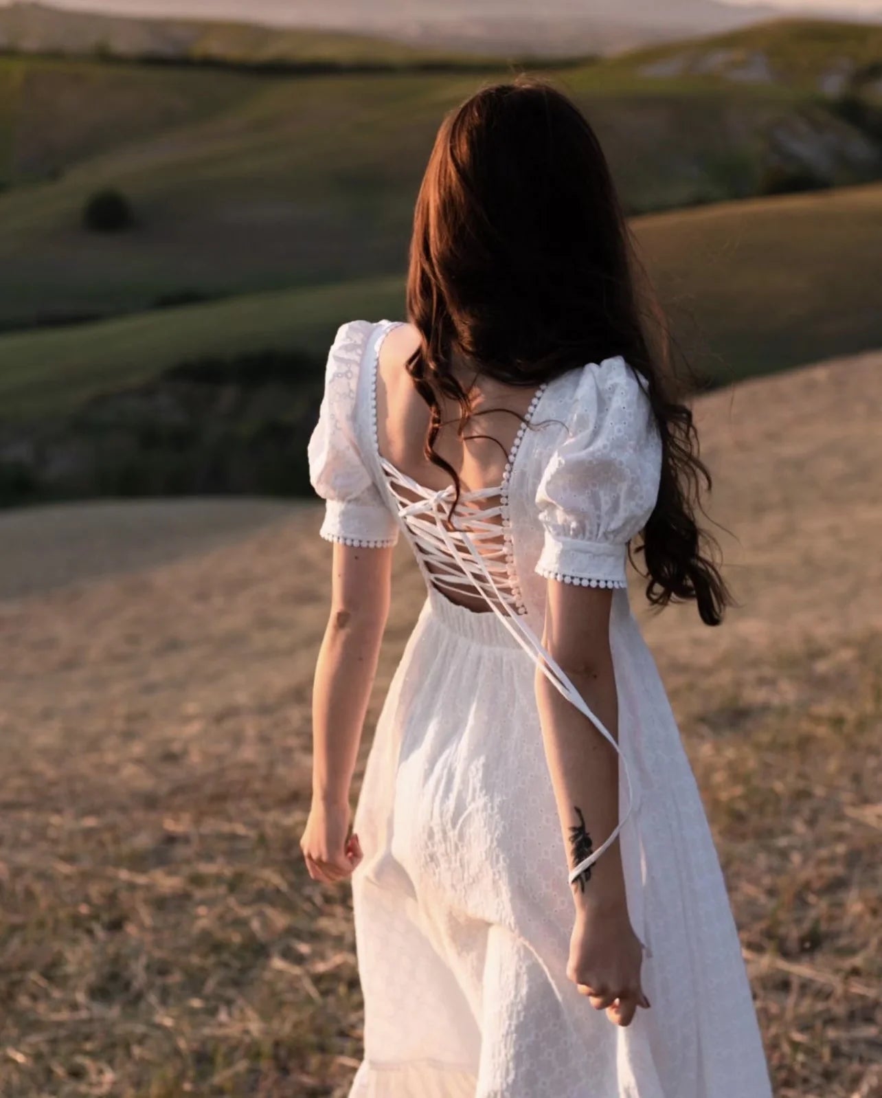 Elegant Embroidery Lace Dress Vintage White Summer Women Dresses Puff Sleeve Bandage Ladies Party Woman Dress Vestidos