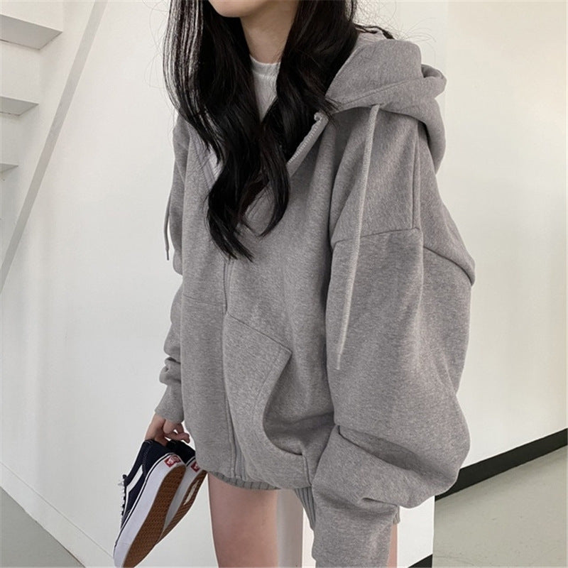 Women Hoodie Harajuku Korean Version Loose Oversized Sweatshirts Solid Color Long-sleeved Hooded Sweatshirt Student Girl Top