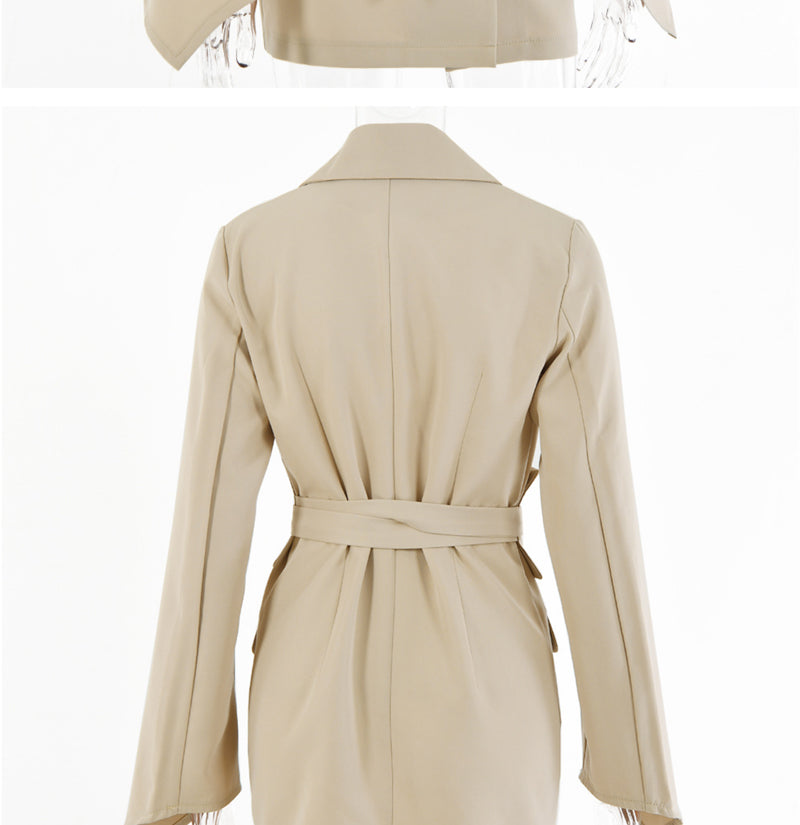 Spring Autumn Jacket Suit Women Blazer Double Faced Fleece Fashion Lace-up Wrap Waist Slim Lady Cardigan Coat For Female