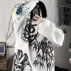 Lizakosht Gothic Japan Cartoon Hip Hop Hoodie Sweatshirt Oversize Women Spring Autumn Funny Punk Hoodies Tops Females Clothes Hoodie Girl