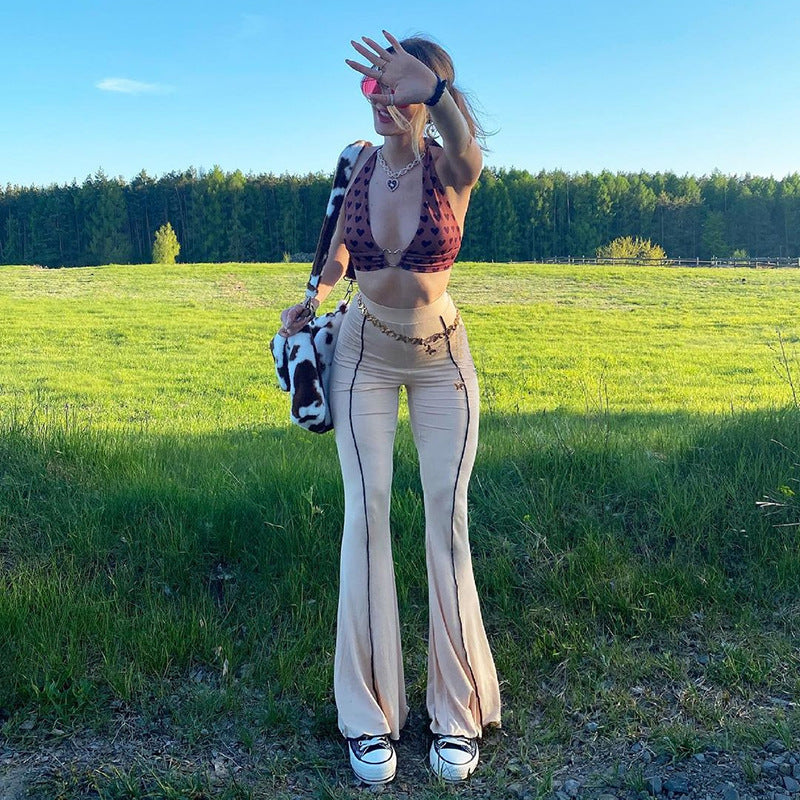 Lizakosht Vintage Y2k Pant Bell Bottom Pants High Waist Trousers Slim Solid Women's Pant Streetwear Flare Pants for Women