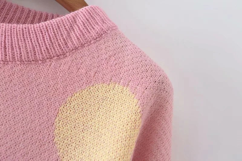 Warm Y2K fall/winter pullover sweater new pink cute loose wild pullover round neck pink sweater