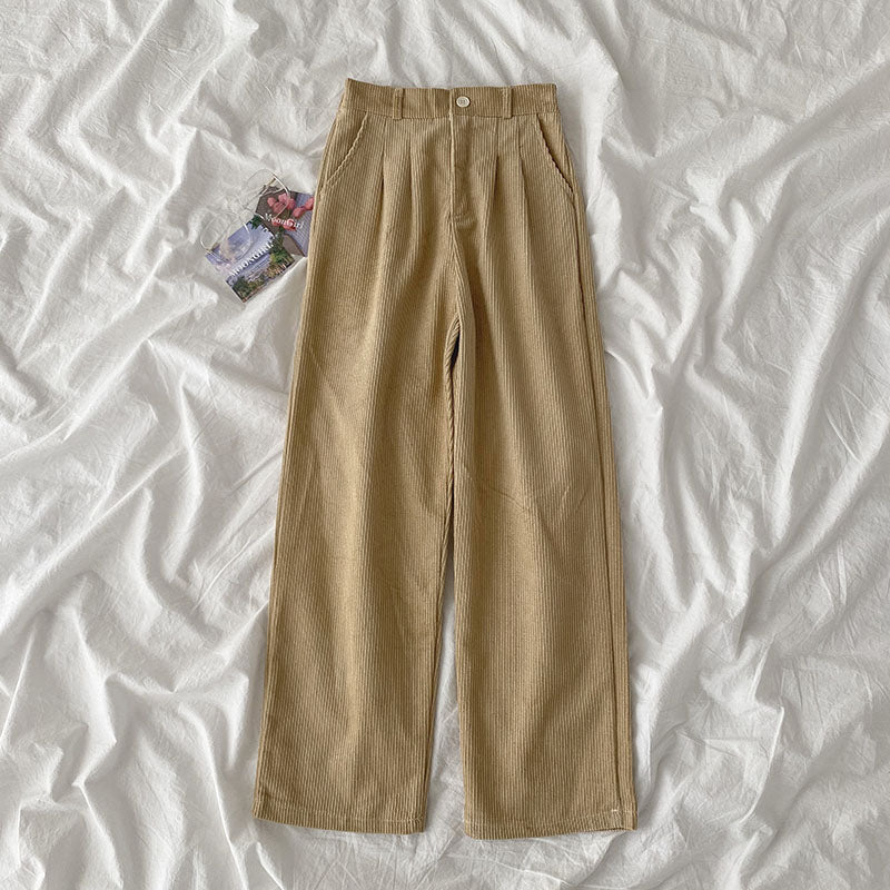 Streetwear Corduroy Pants Women Spring Summer 2022 New Korean Loose Retro Pants Wide Leg Pants Woman Baggy Casual Pants