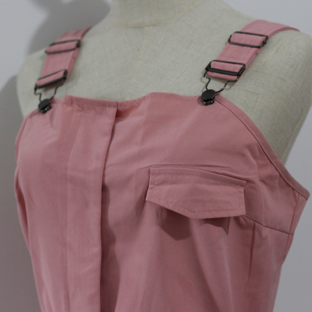 Jumpsuits Women Casual Cargo Playsuit Sleeveless O Neck Jumpsuit With Pocket and Belt Elegant Pencil Pants Loose Overalls