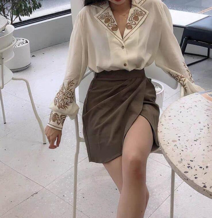 Lizakosht Elegant Blouse Women Autumn Floral Long sleeve Top Female Office Lady Casual Designer French Korean Women Blouses Fashion