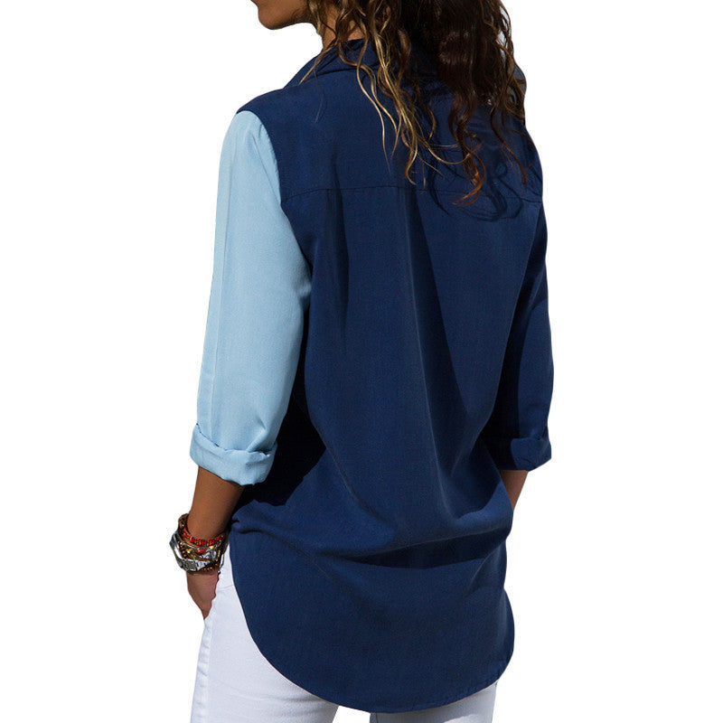 Lizakosht Fashion Women Ladies Long Sleeve Loose Blouse Summer V-Neck Casual Shirts Tops Clothing Turn Down Collar Office Casual Clothes