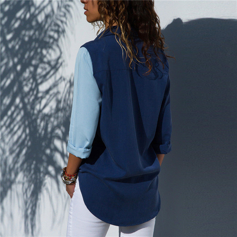Lizakosht Fashion Women Ladies Long Sleeve Loose Blouse Summer V-Neck Casual Shirts Tops Clothing Turn Down Collar Office Casual Clothes