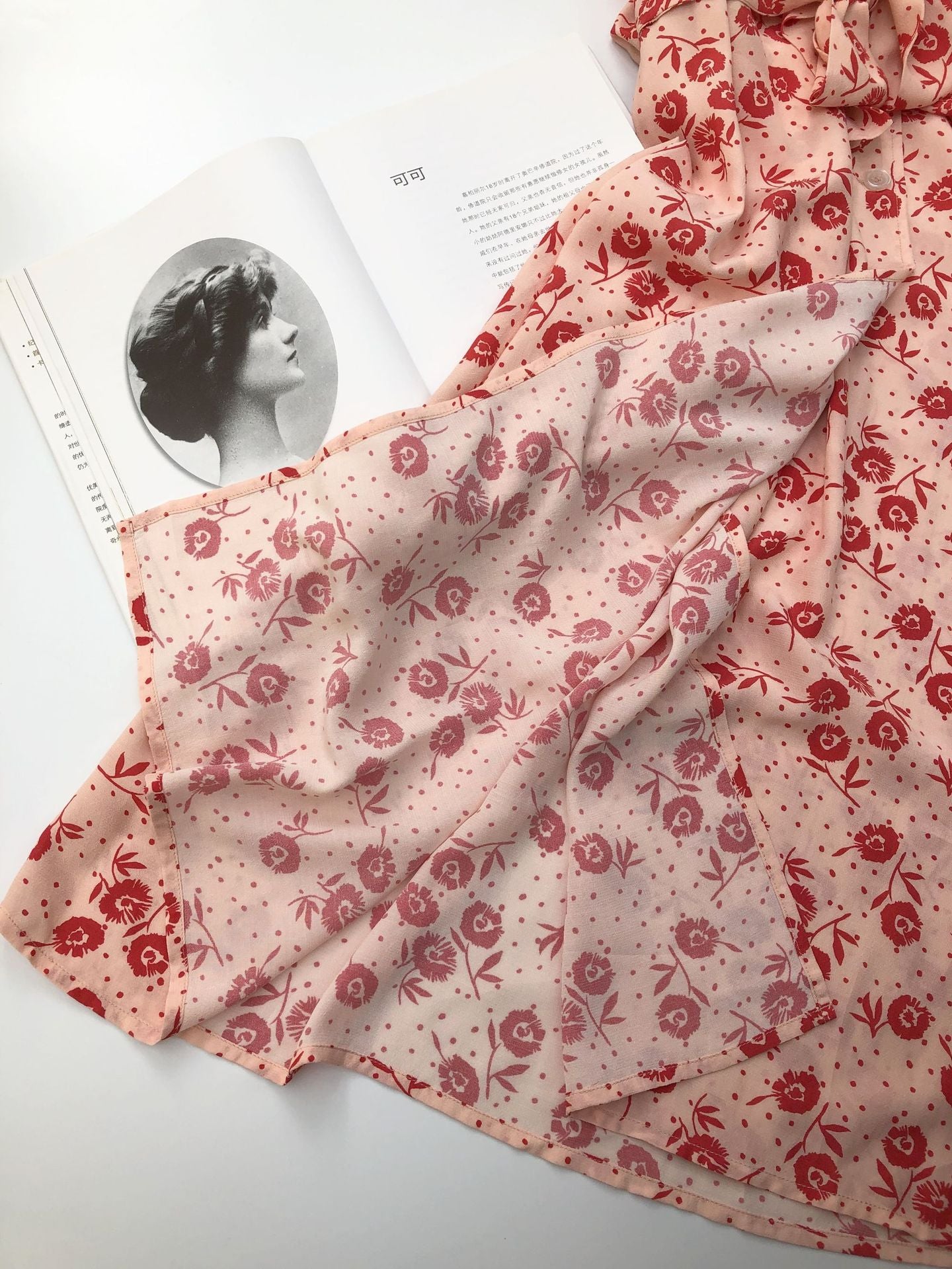 Lizakosht Women Dress New Vintage Floral printing Waist Wrap tea midi dress Long One-Piece Dress
