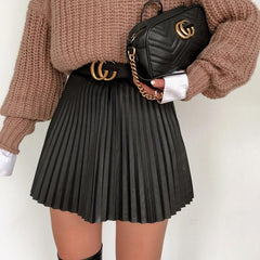 Lizakosht Y2k Woman Skirts Fashion A-Line Hight Waist Pleated Cute Sweet Mini Skirt Vintage Mujer faldas Ladies Office Black Skirt