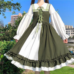 Bella Philosophy Japanese Lolita Dress Girl Victorian Vintage Bow Lace Princess Party Dress Sundress Midi Dress Femme Vestidos