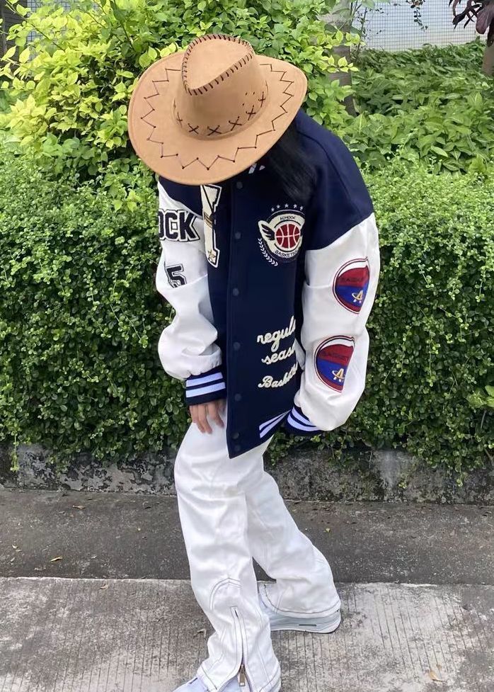 American retro letter embroidery flocking Y2K street hip-hop baseball uniform jacket female new college style couple outfit