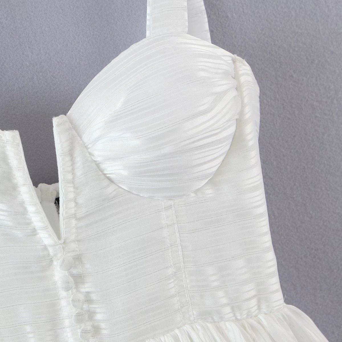 Lizakosht Summer Women Sexy Sling Sweet Ruffle Cake Chiffon Dress Female Holiday Party Mini White Dresses Ladies Chic Vestido