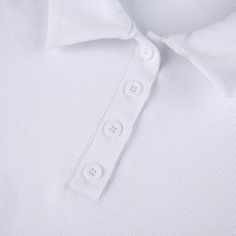 Womens Dresses New Arrival Summer Preppy Style Turn-Down Collar Tie Short Sleeve Slit Tshirt Dress 2000s Tight Knit White Dress