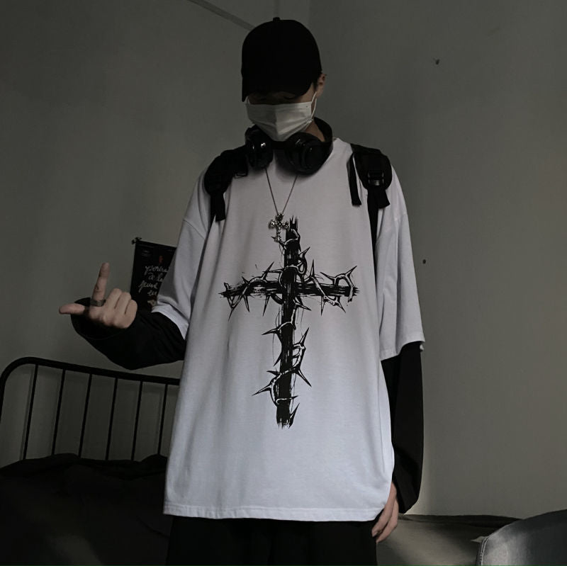 Lizakosht Gothic Goth Style Tshirt 2021 Mall Goth Tops Punk Long Sleeve Oversized T-shirt Japanese Streetwear Fashion Korean Style