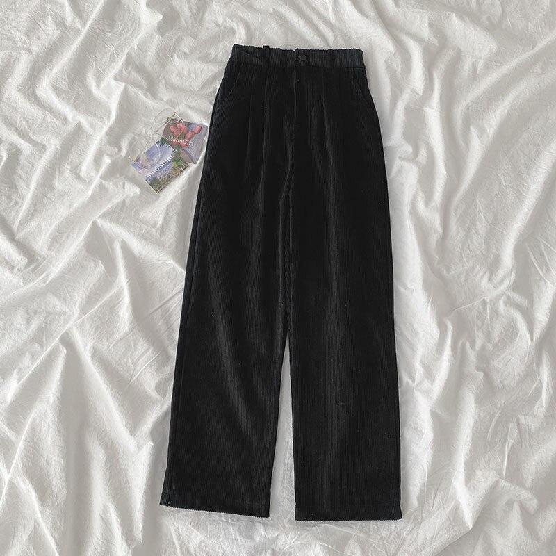 Streetwear Corduroy Pants Women Spring Summer 2022 New Korean Loose Retro Pants Wide Leg Pants Woman Baggy Casual Pants