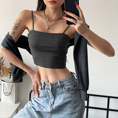 Sling small vest round neck long-sleeved sweatshirt for women's outerwear two piece solid color sexy pullover tops women