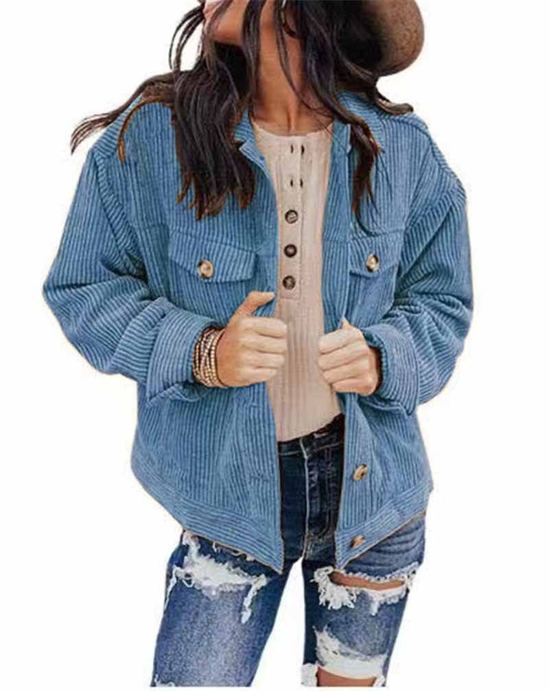 Lizakosht Jackets For Women  Denim Corduroy Camouflage Stitching Jacket Turn-dowm Lapel Vintage Cowgirl jackets coats chaqueta mujer