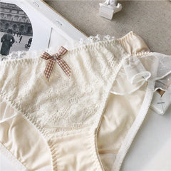 Wriufred cotton lace low waist briefs girl heart dream sweet underwear student underpants comfort cotton lining women panties