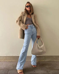 ToppiesFloorlength Denim Pants Fashion High Waist Straight Wide Leg Jeans Womens White Black Jeans