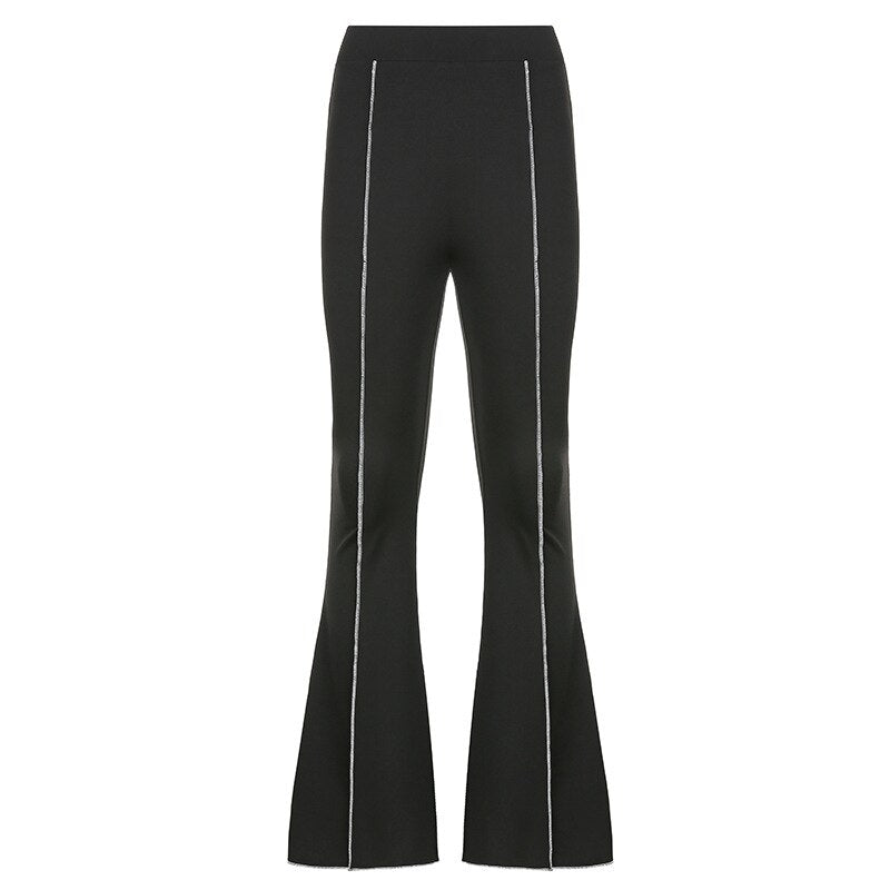 Lizakosht Vintage Y2k Pant Bell Bottom Pants High Waist Trousers Slim Solid Women's Pant Streetwear Flare Pants for Women