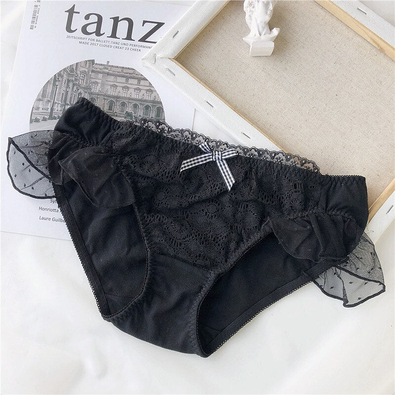 Wriufred cotton lace low waist briefs girl heart dream sweet underwear student underpants comfort cotton lining women panties
