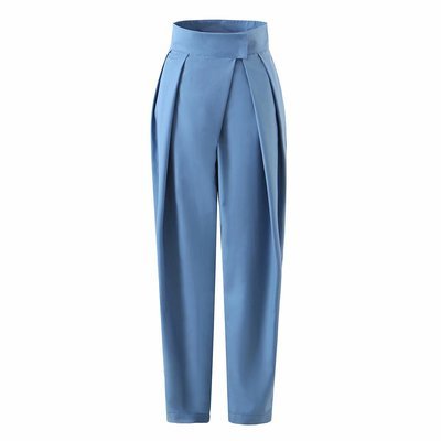 High Street Solid Color Pleated hook and loop fastener Suit Pants Autumn Korean Loose Casual Trousers Women Thin VEPH
