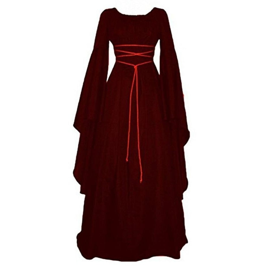 Medieval Renaissance Court Cosplay Viking Gothic Halloween Costume Women Dress Bandage Slim Retro Irregular Vintage Vestido