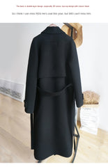 Fall/Winter 2021black woolen coat women's fashion coat loose belt temperament is thin casual wool coat trench  Office Lady Long
