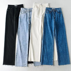 ToppiesFloorlength Denim Pants Fashion High Waist Straight Wide Leg Jeans Womens White Black Jeans