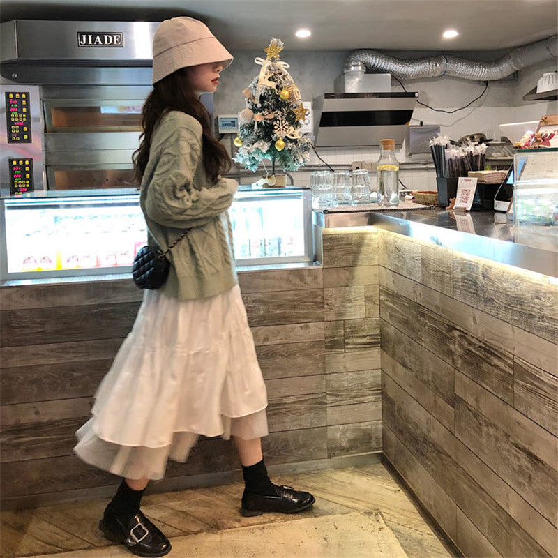 Long Tulle Midi Skirts Womens 2021 Autumn Elastic High Waist Mesh Tutu Pleated Skirts Female Black White Long Skirt Streetwear