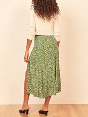 Tossy High Waist Split Out Floral Mid Skirt Women Sexy Vintage Boho A-line Skirts Slim Party Streetwear 2022 Holiday Beachwear